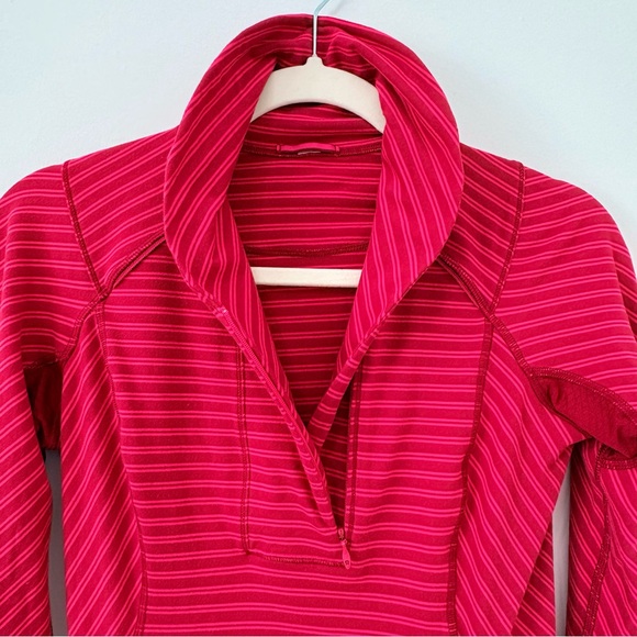 Lululemon | Think Fast Pullover | Sz 6 |Stripe Boom Juice Cranberry | EUC - Picture 4 of 10